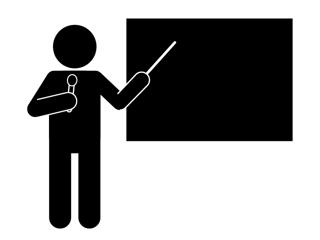 教授 | 講師 | プレゼン - シンプル / クリップアート / アイコン / イラスト / 無料 / 白黒 / 二色 / PNG形式：背景透明