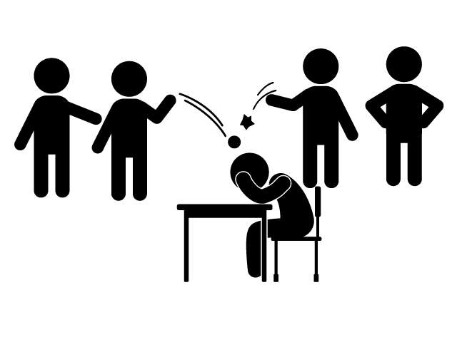 いじめ | いじめっ子 | いじめられっこ - シンプル / クリップアート / アイコン / イラスト / 無料 / 白黒 / 二色 / PNG形式：背景透明