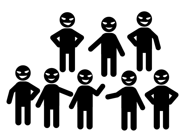 いじめっ子 | ワルふざけ | グループ - シンプル / クリップアート / アイコン / イラスト / 無料 / 白黒 / 二色 / PNG形式：背景透明