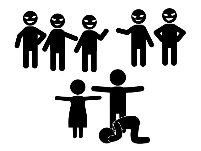 いじめから守る | 本当の友達 | 友情 - シンプル / クリップアート / アイコン / イラスト / 無料 / 白黒 / 二色 / PNG形式：背景透明