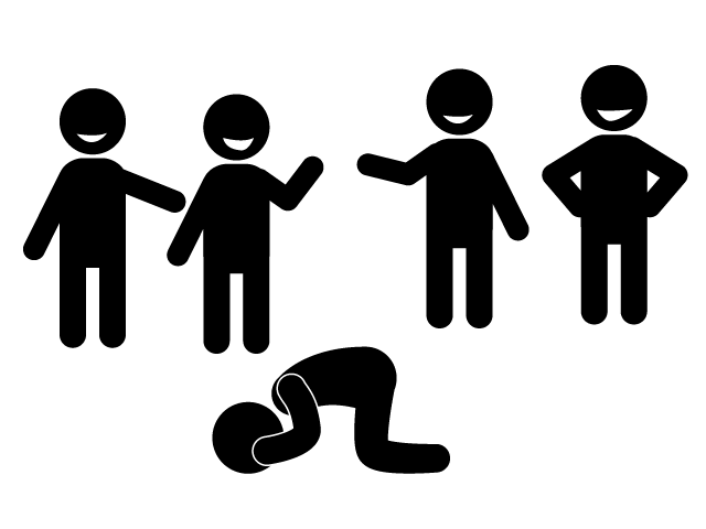 いじめる | 仲間はずれ | 攻撃 - シンプル / クリップアート / アイコン / イラスト / 無料 / 白黒 / 二色 / PNG形式：背景透明