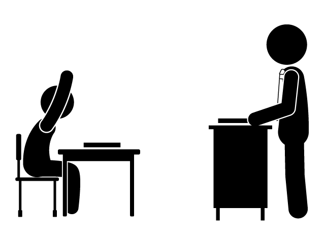 手をあげる | 質問に答える | 授業中 - シンプル / クリップアート / アイコン / イラスト / 無料 / 白黒 / 二色 / PNG形式：背景透明