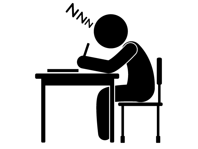 退屈な授業 | 居眠り | いびき - シンプル / クリップアート / アイコン / イラスト / 無料 / 白黒 / 二色 / PNG形式：背景透明