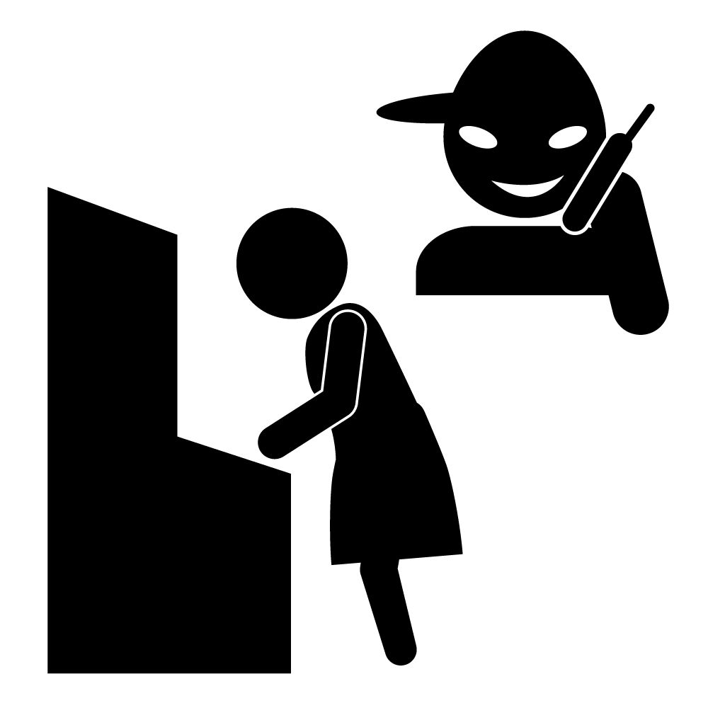 振り込め詐欺注意 - シンプル / クリップアート / アイコン / イラスト / 無料 / 白黒 / 二色 / PNG形式：背景透明