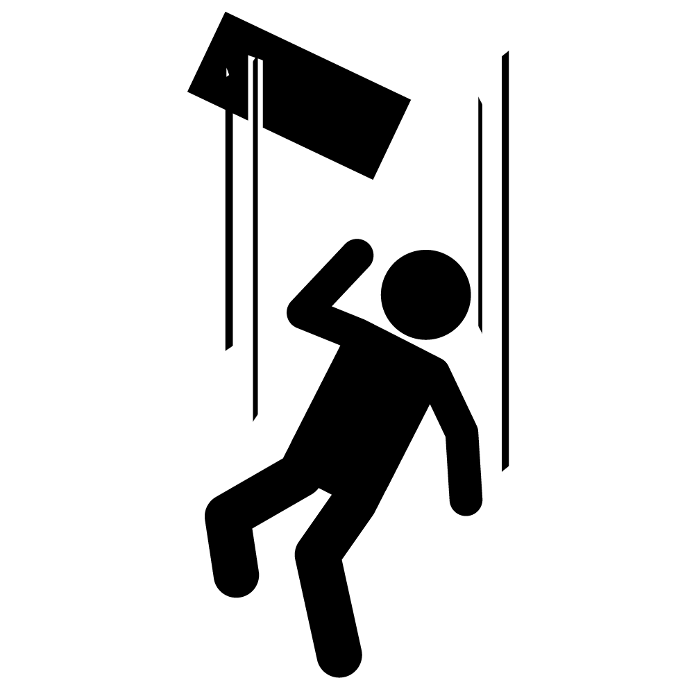 頭上に注意 - シンプル / クリップアート / アイコン / イラスト / 無料 / 白黒 / 二色 / PNG形式：背景透明