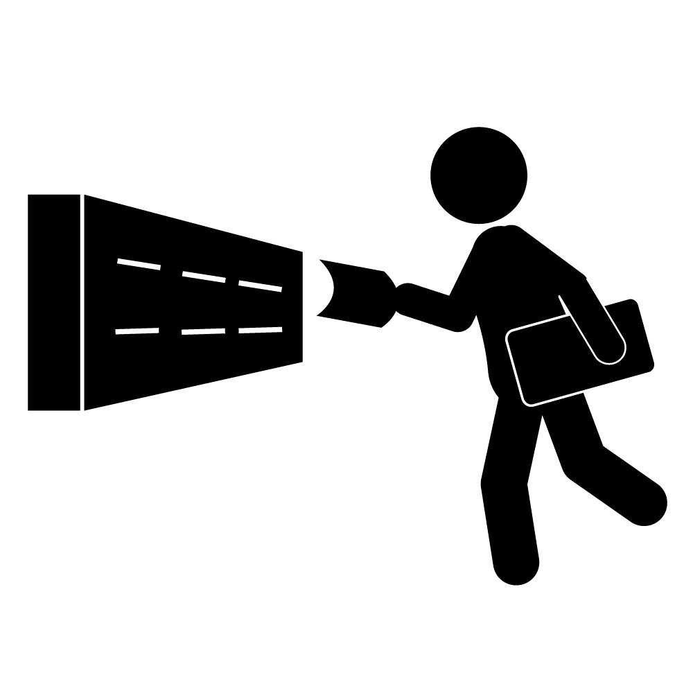 無断の投函チラシはやめてください - シンプル / クリップアート / アイコン / イラスト / 無料 / 白黒 / 二色 / PNG形式：背景透明