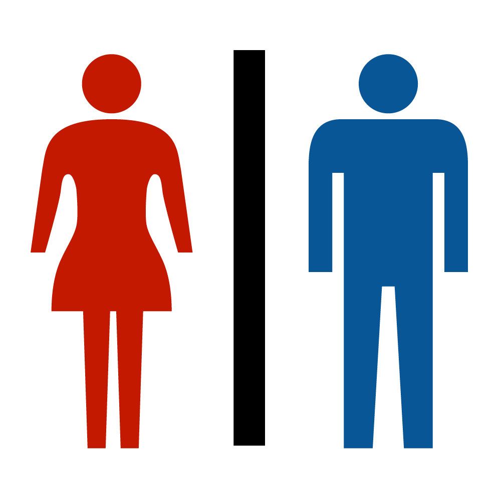 男女トイレ - シンプル / クリップアート / アイコン / イラスト / 無料 / 白黒 / 二色 / PNG形式：背景透明