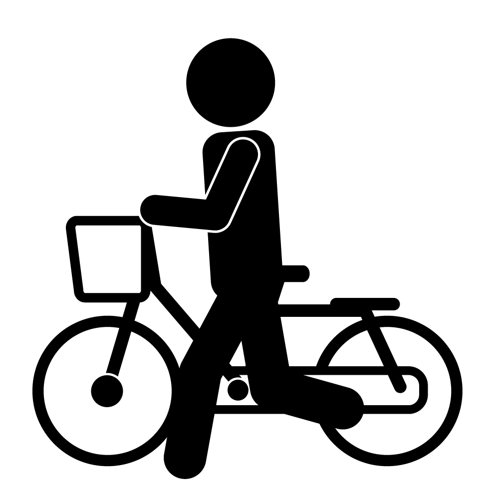 このエリアでは自転車は降りて下さい - シンプル / クリップアート / アイコン / イラスト / 無料 / 白黒 / 二色 / PNG形式：背景透明