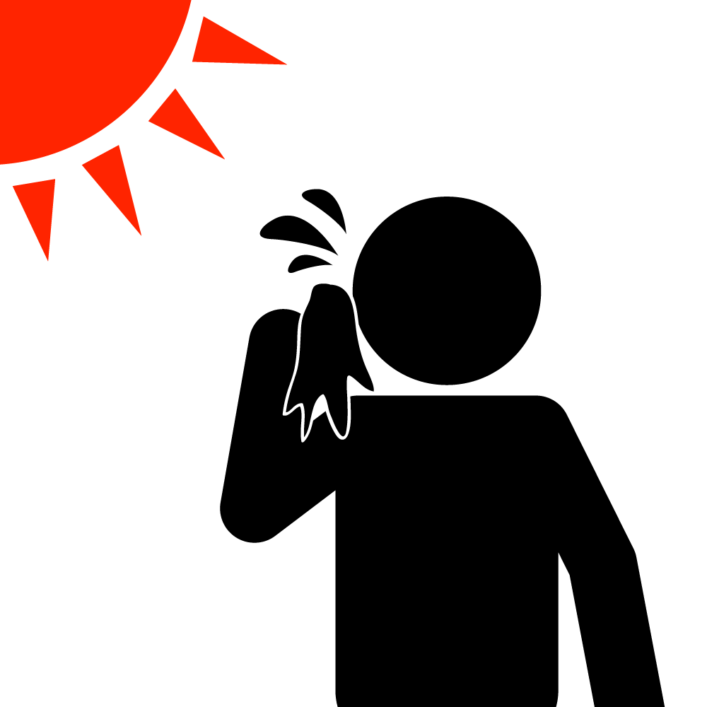 熱中症に注意 - シンプル / クリップアート / アイコン / イラスト / 無料 / 白黒 / 二色 / PNG形式：背景透明