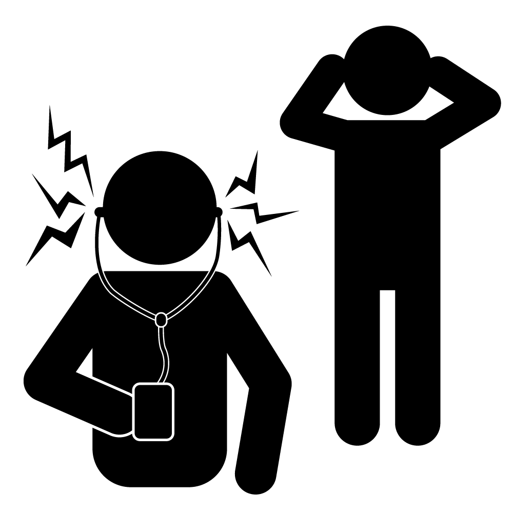 音量注意 - シンプル / クリップアート / アイコン / イラスト / 無料 / 白黒 / 二色 / PNG形式：背景透明