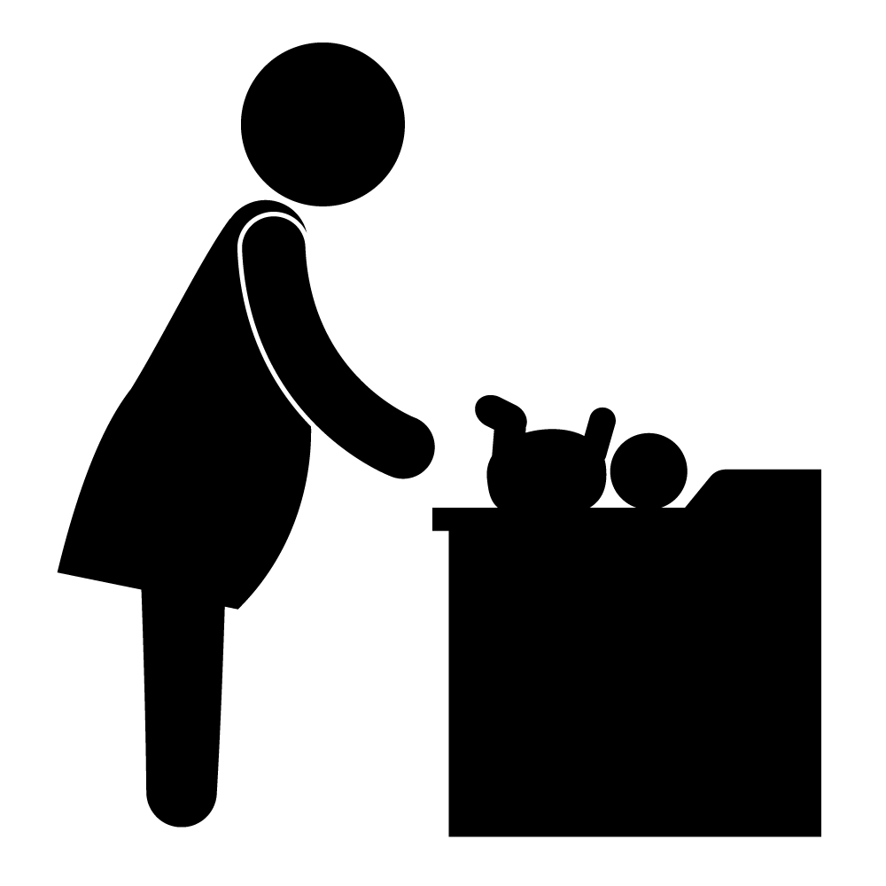 おむつ交換用ベッド - シンプル / クリップアート / アイコン / イラスト / 無料 / 白黒 / 二色 / PNG形式：背景透明