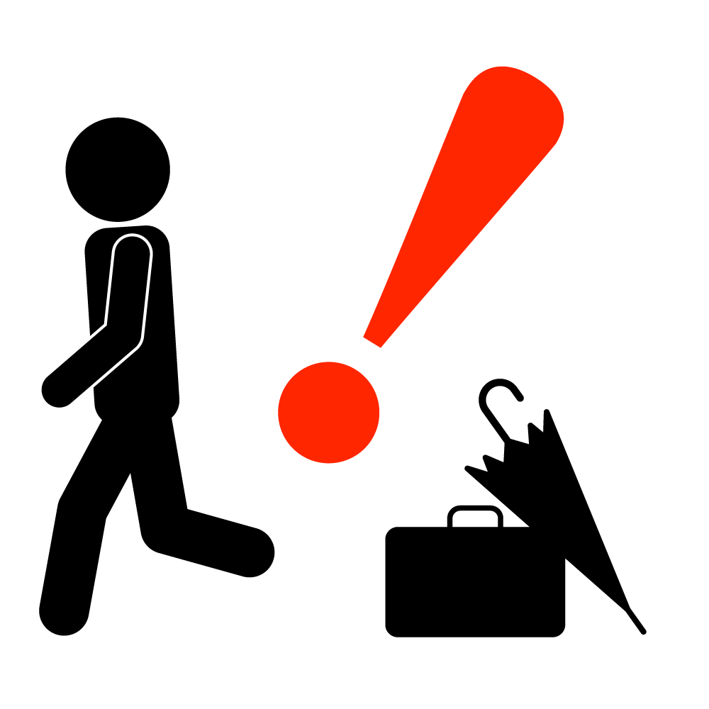 忘れ物注意 - シンプル / クリップアート / アイコン / イラスト / 無料 / 白黒 / 二色 / PNG形式：背景透明