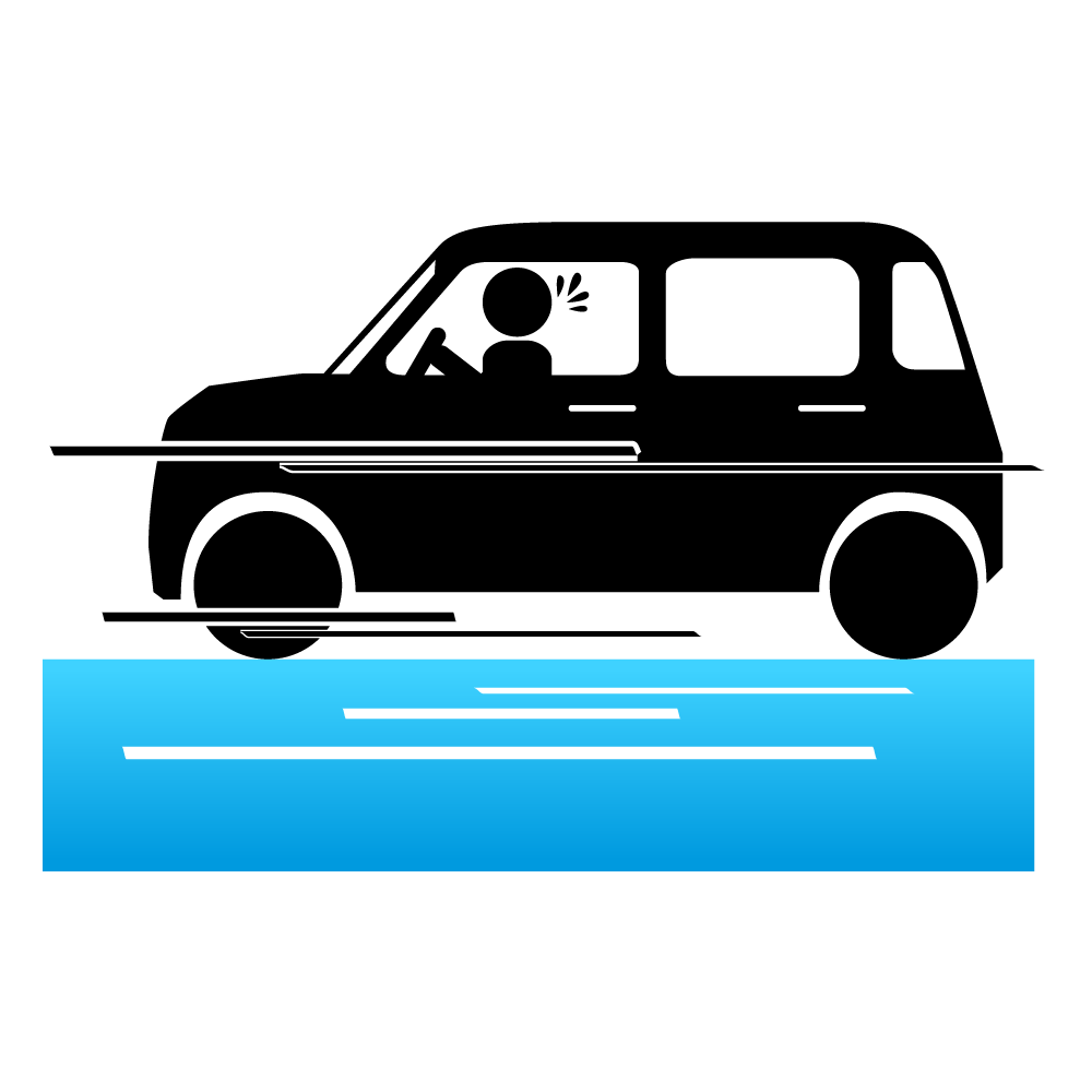 路面スリップ注意 - シンプル / クリップアート / アイコン / イラスト / 無料 / 白黒 / 二色 / PNG形式：背景透明