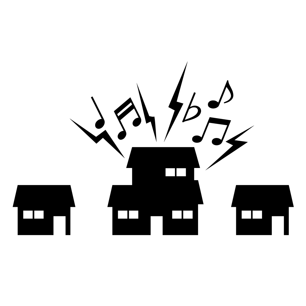 近隣迷惑です - シンプル / クリップアート / アイコン / イラスト / 無料 / 白黒 / 二色 / PNG形式：背景透明