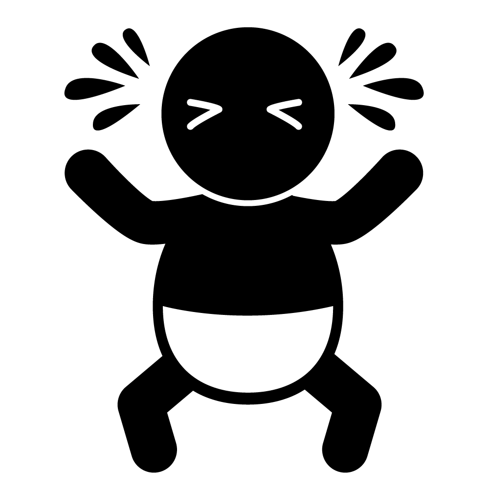 赤ちゃん・子供の泣き声注意 - シンプル / クリップアート / アイコン / イラスト / 無料 / 白黒 / 二色 / PNG形式：背景透明