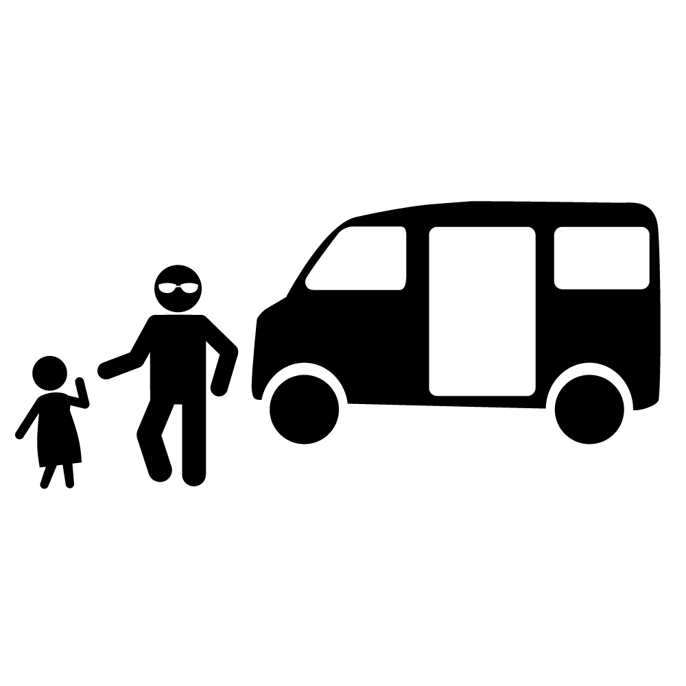 知らない人に着いていかない - シンプル / クリップアート / アイコン / イラスト / 無料 / 白黒 / 二色 / PNG形式：背景透明