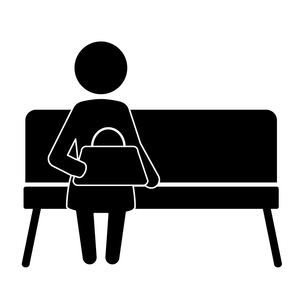 荷物は膝の上に置いて下さい - シンプル / クリップアート / アイコン / イラスト / 無料 / 白黒 / 二色 / PNG形式：背景透明