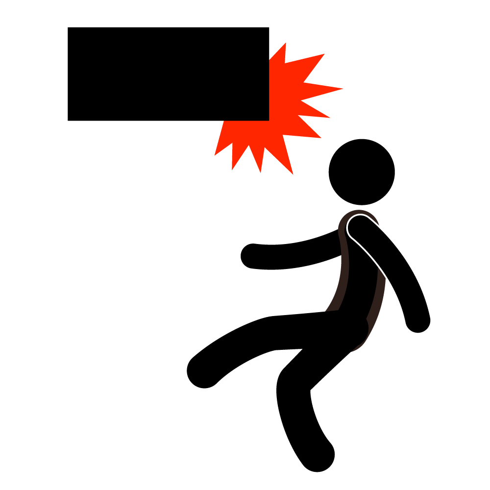 頭上注意 - シンプル / クリップアート / アイコン / イラスト / 無料 / 白黒 / 二色 / PNG形式：背景透明