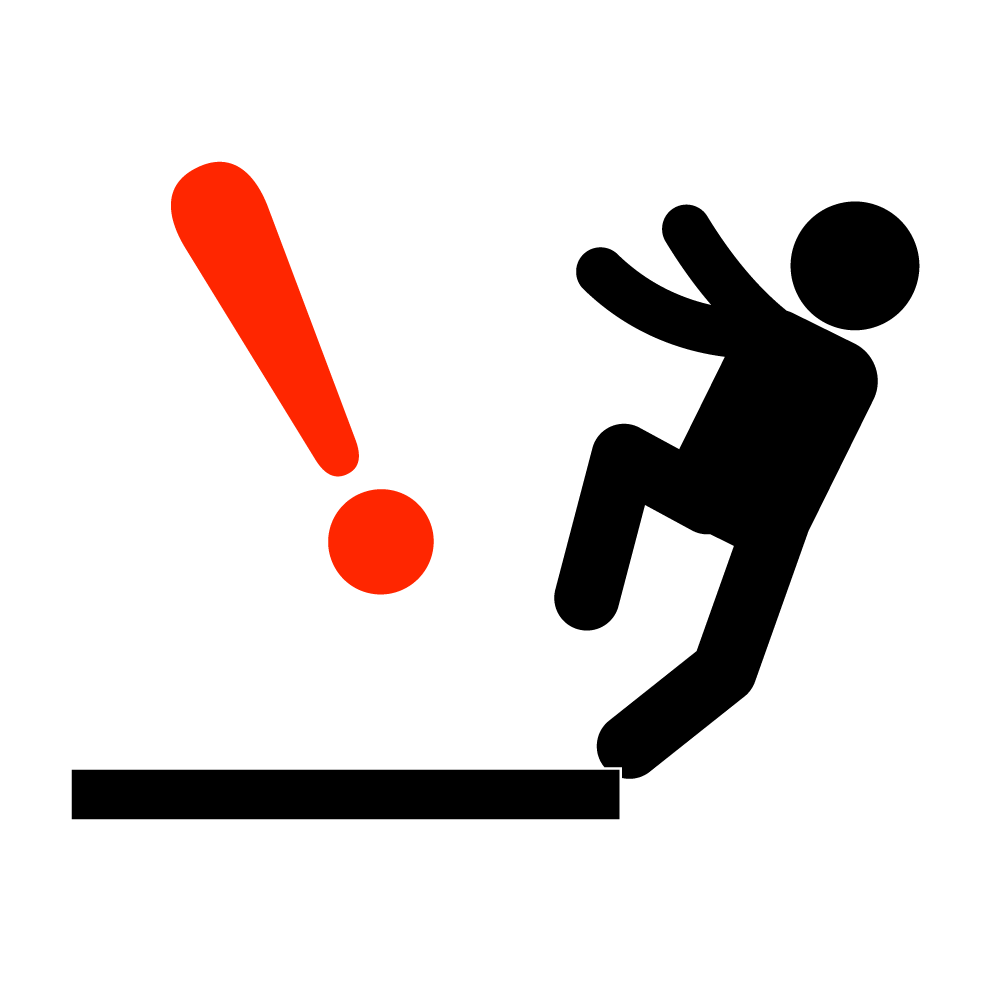 転落注意 - シンプル / クリップアート / アイコン / イラスト / 無料 / 白黒 / 二色 / PNG形式：背景透明