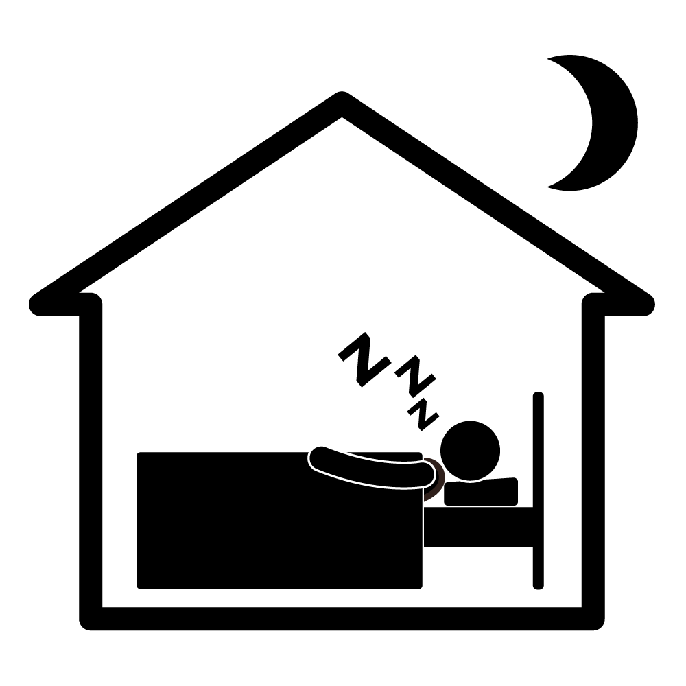 深夜は静かにお願いします - シンプル / クリップアート / アイコン / イラスト / 無料 / 白黒 / 二色 / PNG形式：背景透明