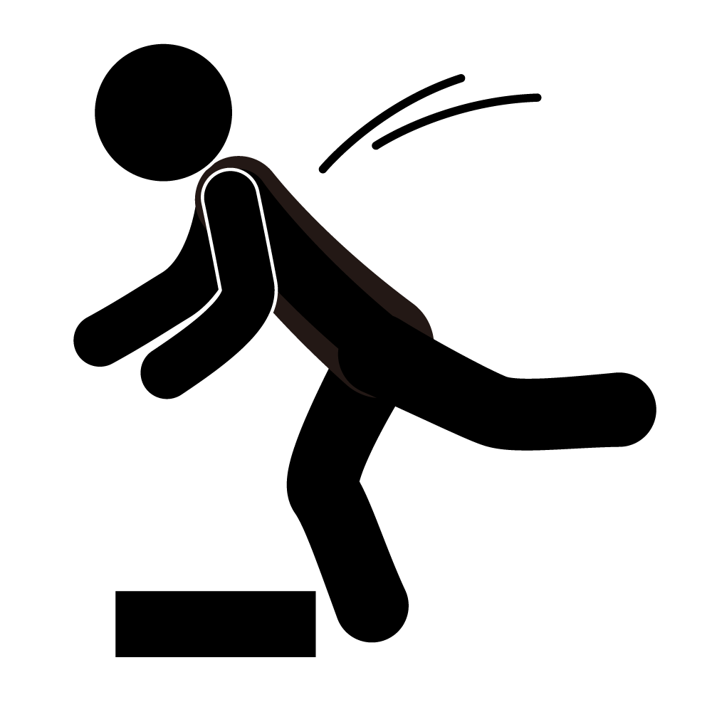 段差注意 - シンプル / クリップアート / アイコン / イラスト / 無料 / 白黒 / 二色 / PNG形式：背景透明