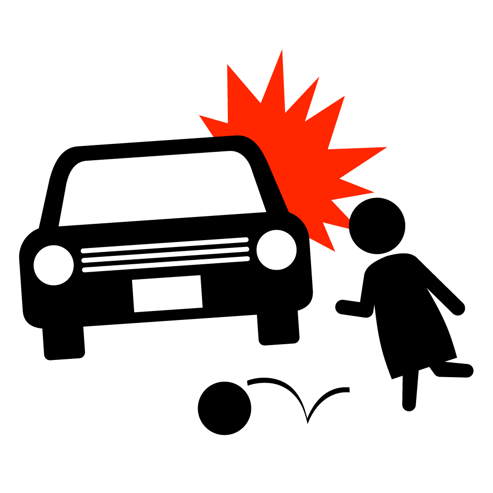 飛び出し注意 - シンプル / クリップアート / アイコン / イラスト / 無料 / 白黒 / 二色 / PNG形式：背景透明