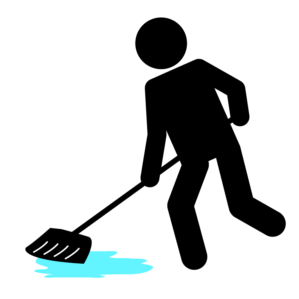 掃除中 - シンプル / クリップアート / アイコン / イラスト / 無料 / 白黒 / 二色 / PNG形式：背景透明