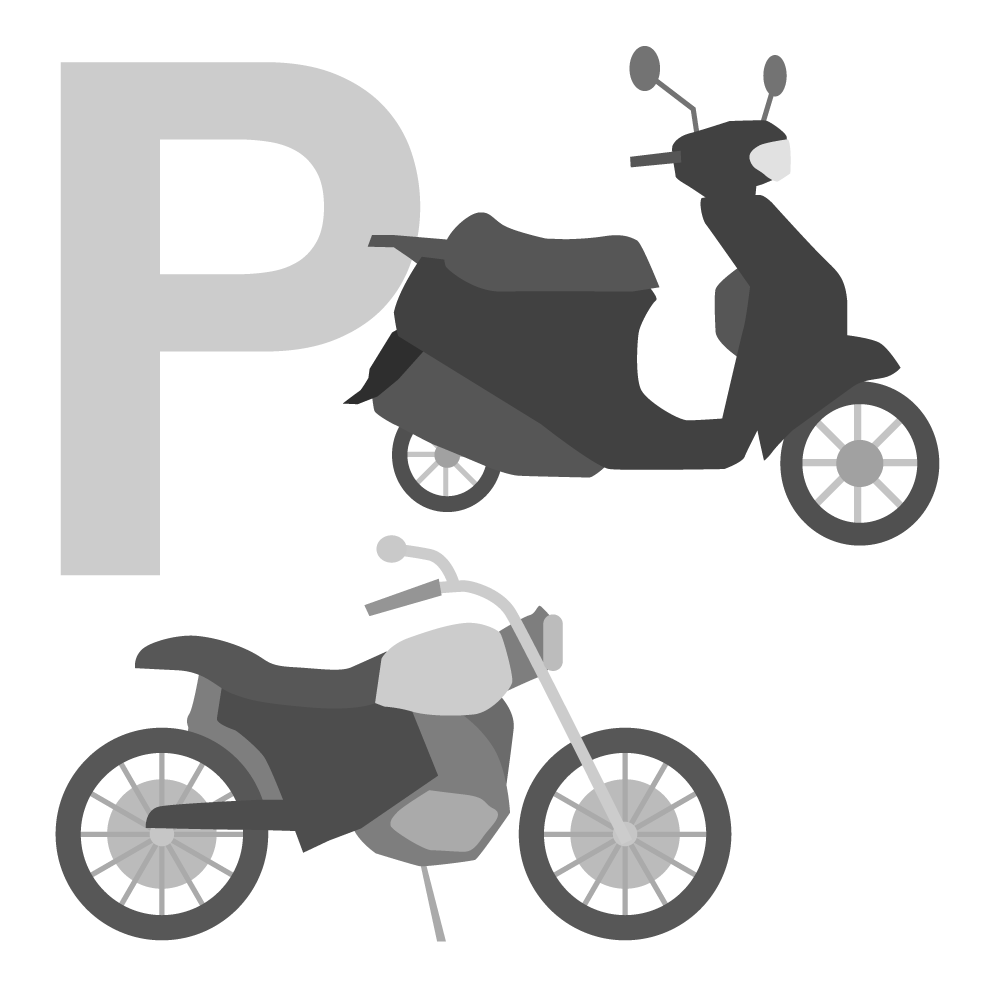 専用バイク置き場 - シンプル / クリップアート / アイコン / イラスト / 無料 / 白黒 / 二色 / PNG形式：背景透明