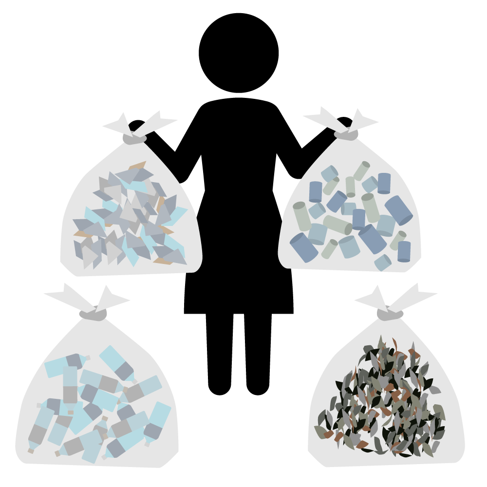 家庭ゴミの分別お願いします - シンプル / クリップアート / アイコン / イラスト / 無料 / 白黒 / 二色 / PNG形式：背景透明