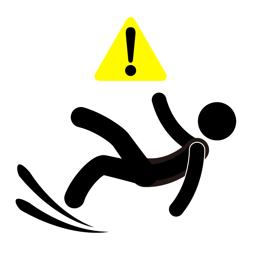 滑りやすいのでご注意下さい - シンプル / クリップアート / アイコン / イラスト / 無料 / 白黒 / 二色 / PNG形式：背景透明