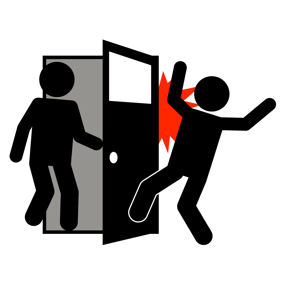 開閉注意 - シンプル / クリップアート / アイコン / イラスト / 無料 / 白黒 / 二色 / PNG形式：背景透明