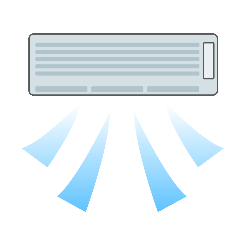 店内冷房中 - シンプル / クリップアート / アイコン / イラスト / 無料 / 白黒 / 二色 / PNG形式：背景透明