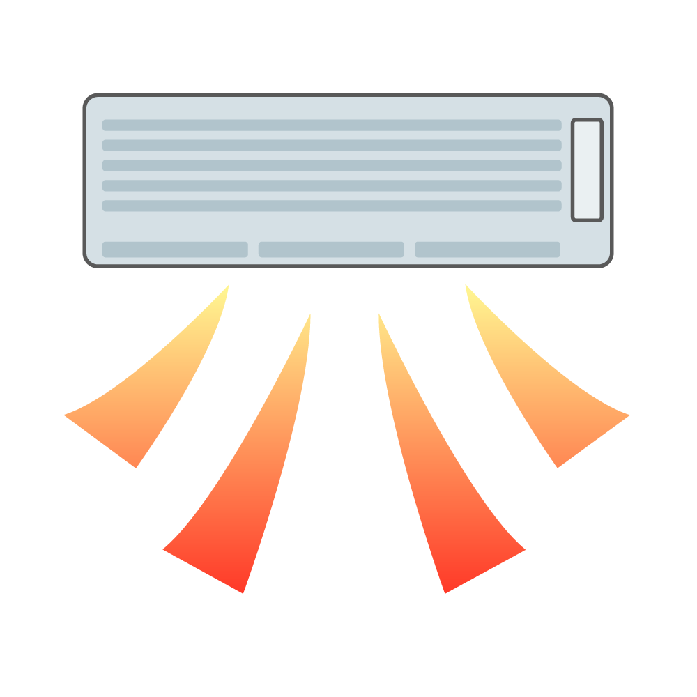 店内暖房中 - シンプル / クリップアート / アイコン / イラスト / 無料 / 白黒 / 二色 / PNG形式：背景透明