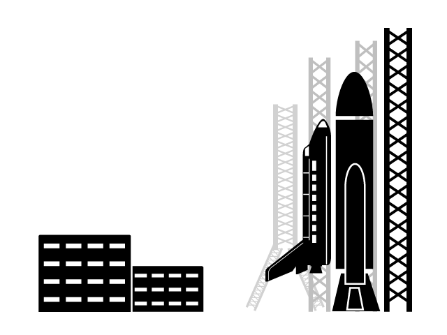 宇宙服/人口衛星 / 宇宙/開発 - シンプル / クリップアート / アイコン / イラスト / 無料 / 白黒 / 二色 / PNG形式：背景透明