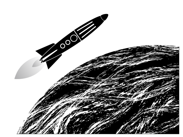 宇宙飛行士/打ち上げ - シンプル / クリップアート / アイコン / イラスト / 無料 / 白黒 / 二色 / PNG形式：背景透明