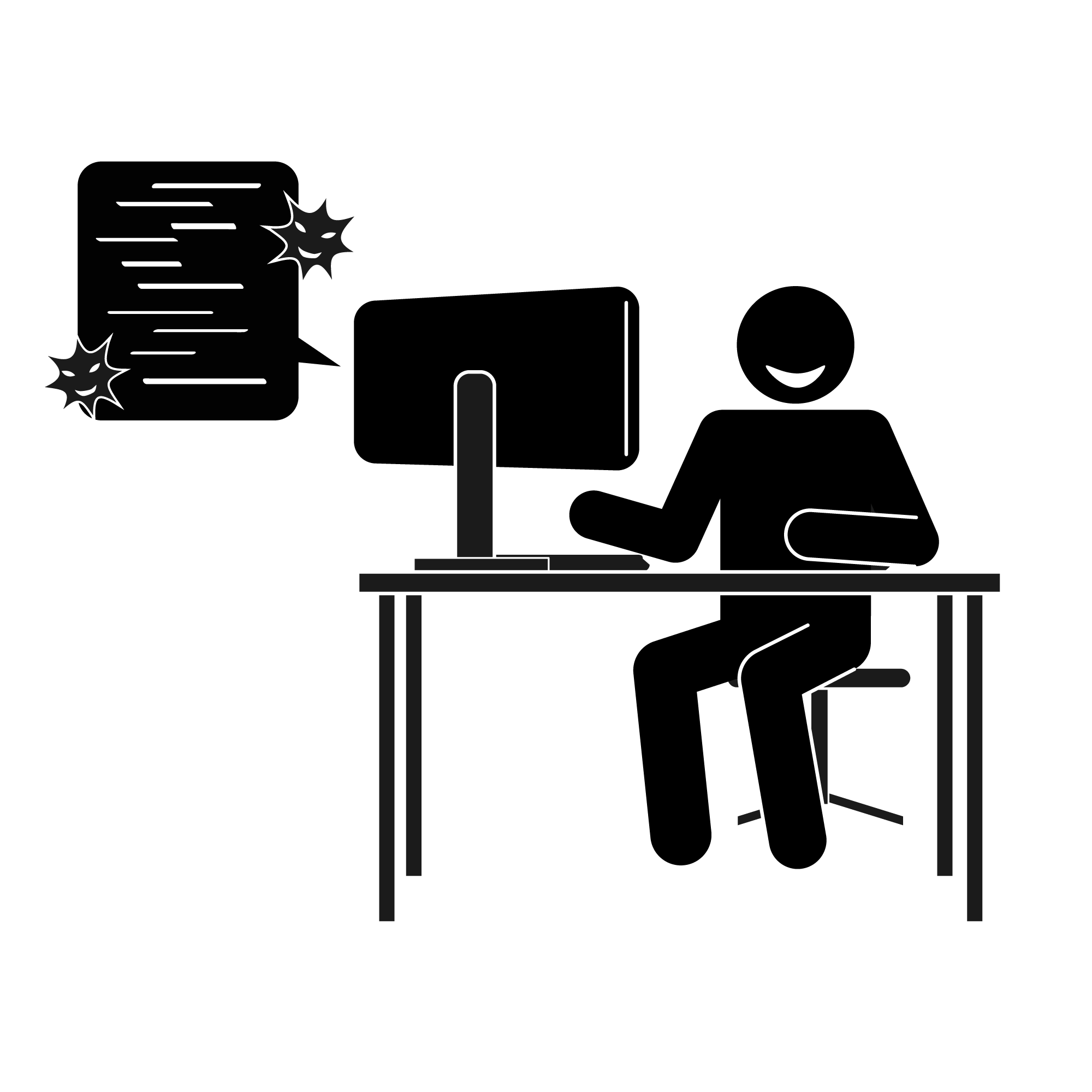 いじめの対象/書き込み/掲示板 - シンプル / クリップアート / アイコン / イラスト / 無料 / 白黒 / 二色 / PNG形式：背景透明