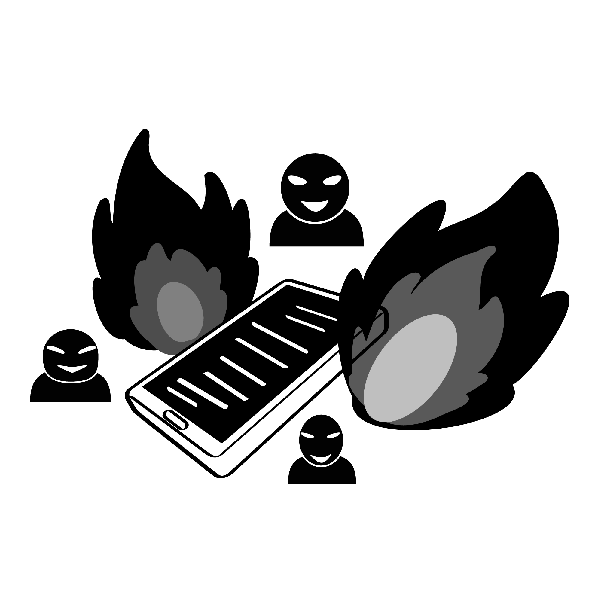 ウソや噂/嫌がらせ/個人情報 - シンプル / クリップアート / アイコン / イラスト / 無料 / 白黒 / 二色 / PNG形式：背景透明