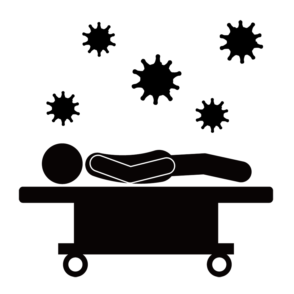 悪玉菌｜発熱｜全身 - シンプル / クリップアート / アイコン / イラスト / 無料 / 白黒 / 二色 / PNG形式：背景透明