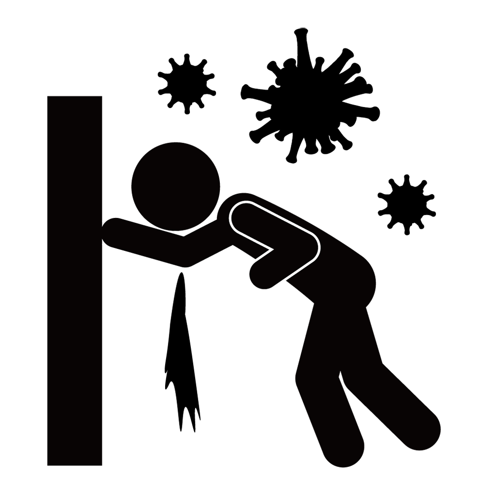 くしゃみ｜咳｜通院 - シンプル / クリップアート / アイコン / イラスト / 無料 / 白黒 / 二色 / PNG形式：背景透明