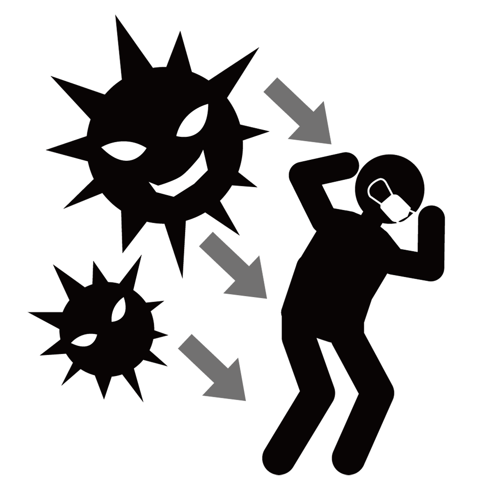 感染｜待機｜検査 - シンプル / クリップアート / アイコン / イラスト / 無料 / 白黒 / 二色 / PNG形式：背景透明