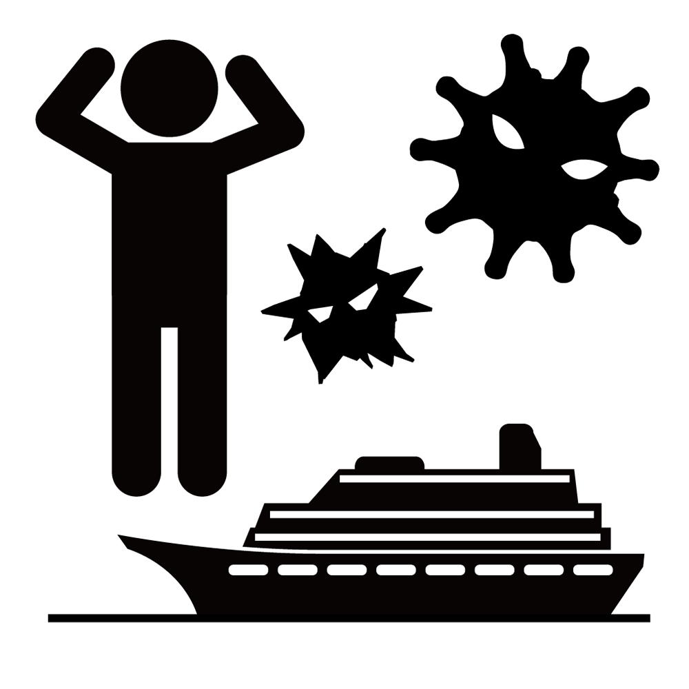 感染｜恐怖｜不安 - シンプル / クリップアート / アイコン / イラスト / 無料 / 白黒 / 二色 / PNG形式：背景透明