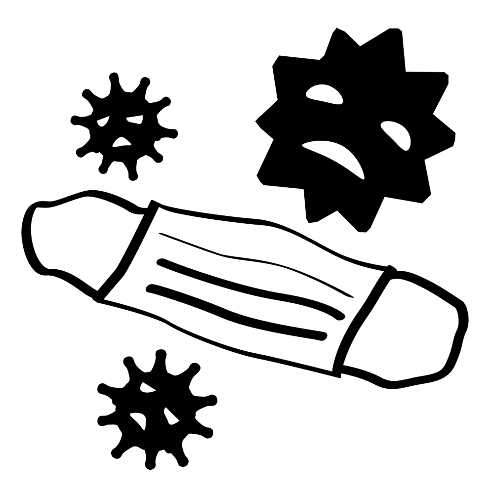 新型肺炎｜拡散防止｜コロナウイルス - シンプル / クリップアート / アイコン / イラスト / 無料 / 白黒 / 二色 / PNG形式：背景透明