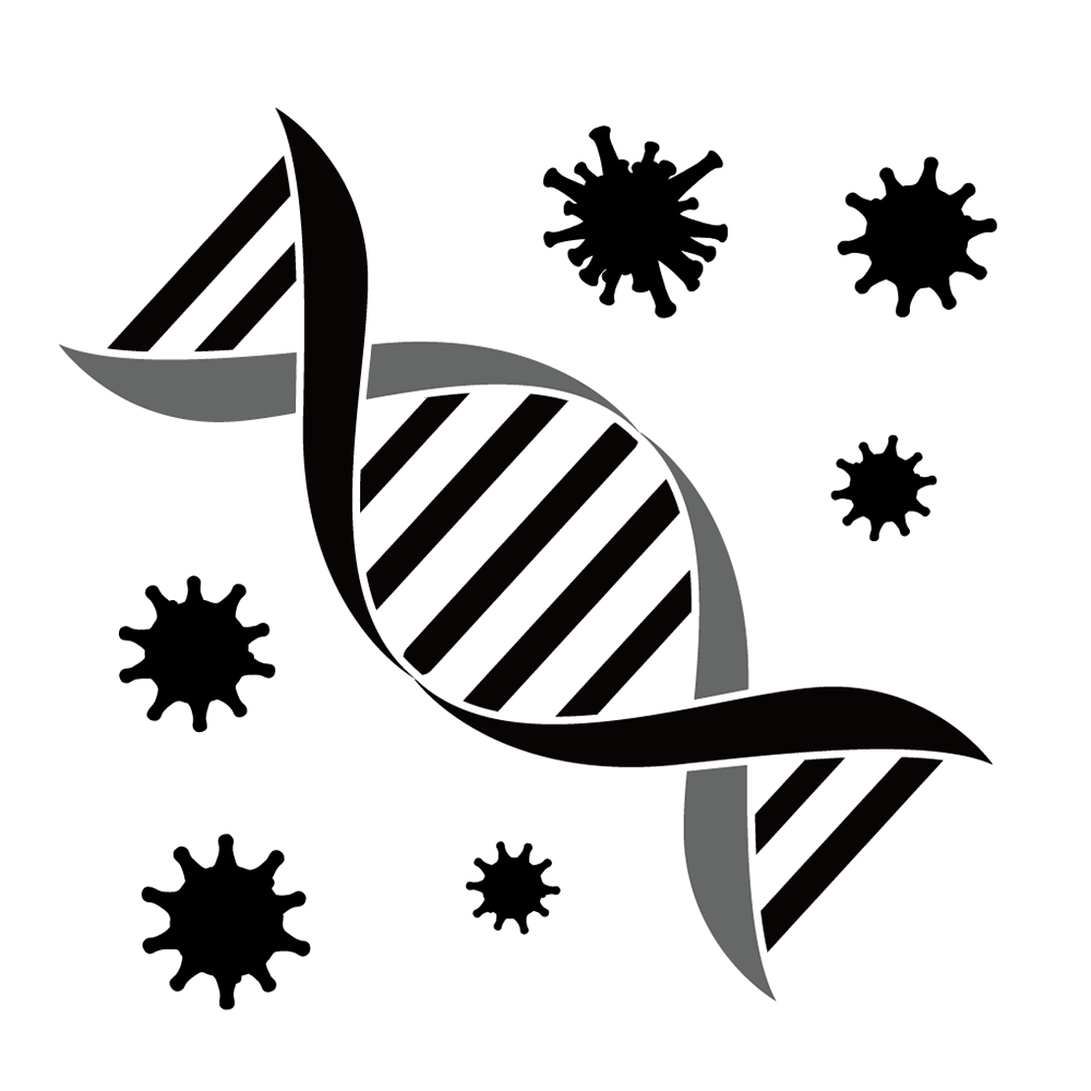 研究｜新型肺炎｜予防 - シンプル / クリップアート / アイコン / イラスト / 無料 / 白黒 / 二色 / PNG形式：背景透明