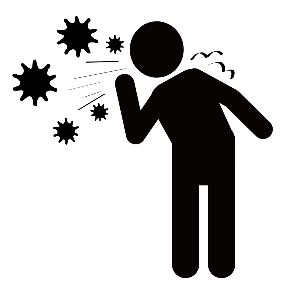 空気中｜飛散｜病原体 - シンプル / クリップアート / アイコン / イラスト / 無料 / 白黒 / 二色 / PNG形式：背景透明