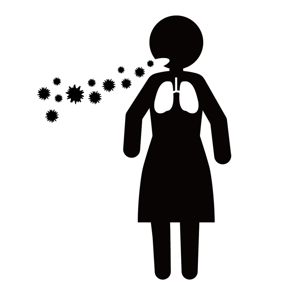 咳｜発熱｜浮遊 - シンプル / クリップアート / アイコン / イラスト / 無料 / 白黒 / 二色 / PNG形式：背景透明