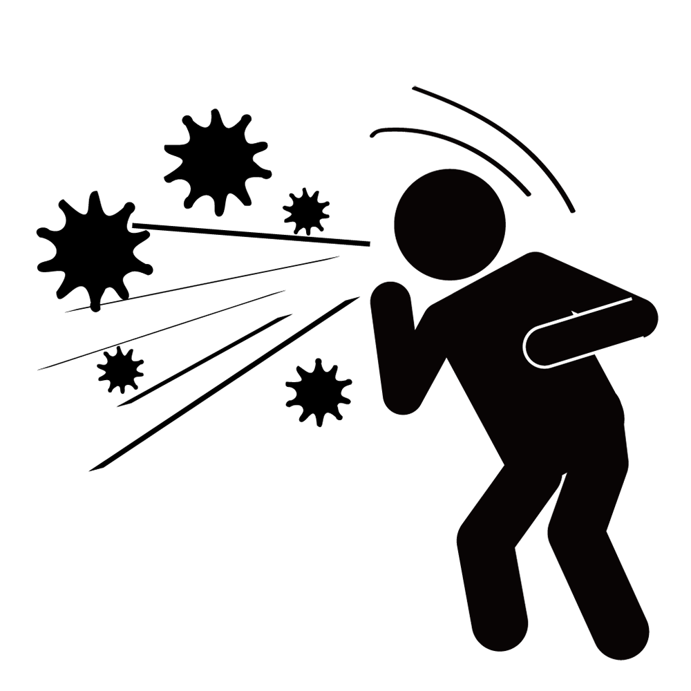 ウイルス感染｜人物｜気分が悪い - シンプル / クリップアート / アイコン / イラスト / 無料 / 白黒 / 二色 / PNG形式：背景透明