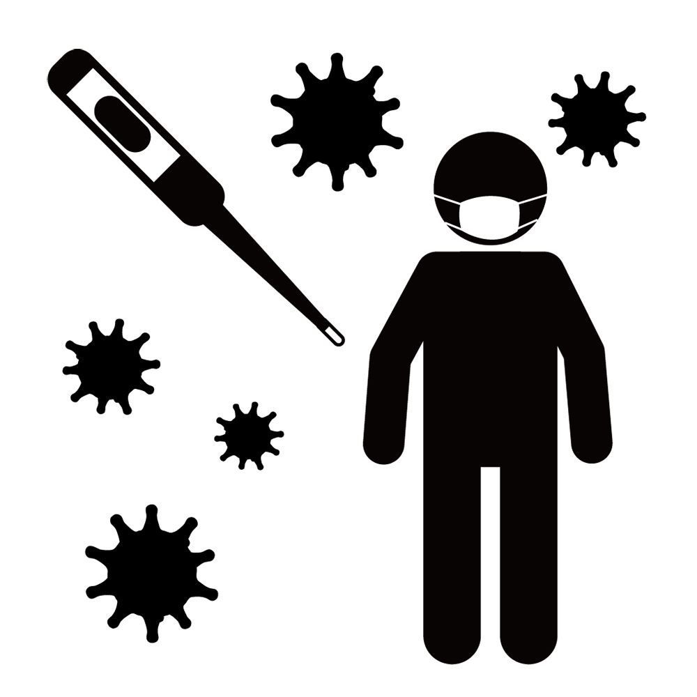 人物｜ウイルス｜肺 - シンプル / クリップアート / アイコン / イラスト / 無料 / 白黒 / 二色 / PNG形式：背景透明