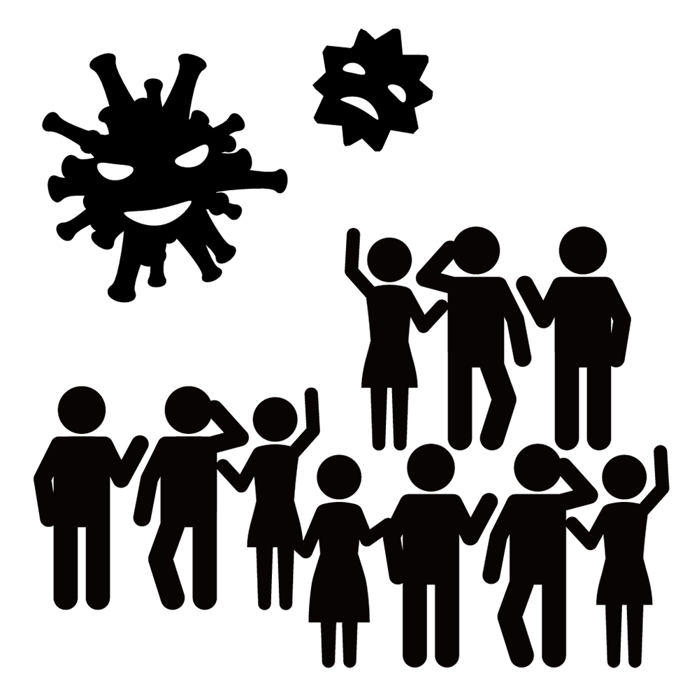 ウイルス｜咳き込む｜飛び散る - シンプル / クリップアート / アイコン / イラスト / 無料 / 白黒 / 二色 / PNG形式：背景透明