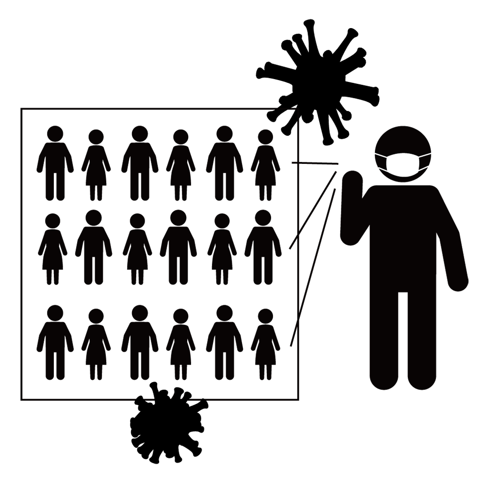 インフルエンザ｜ウイルス｜予防 - シンプル / クリップアート / アイコン / イラスト / 無料 / 白黒 / 二色 / PNG形式：背景透明