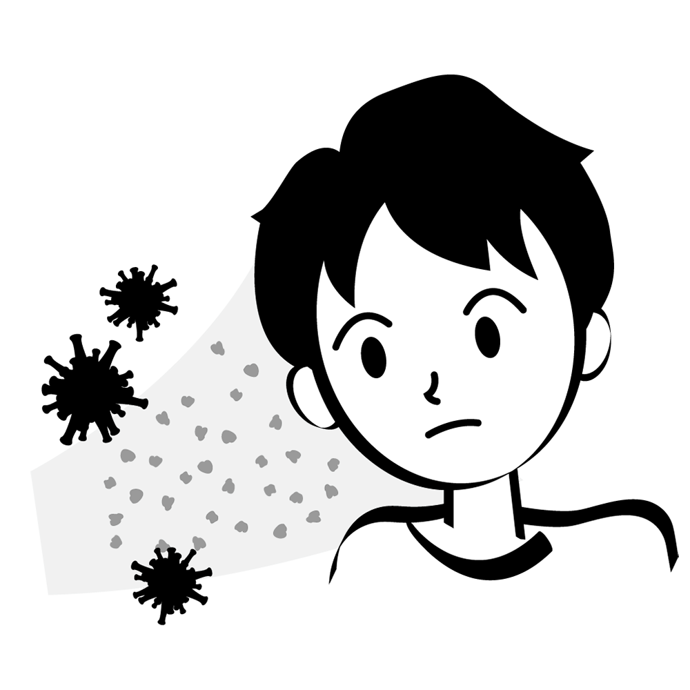 新型コロナウイルス｜ウイルス付着｜検査 - シンプル / クリップアート / アイコン / イラスト / 無料 / 白黒 / 二色 / PNG形式：背景透明